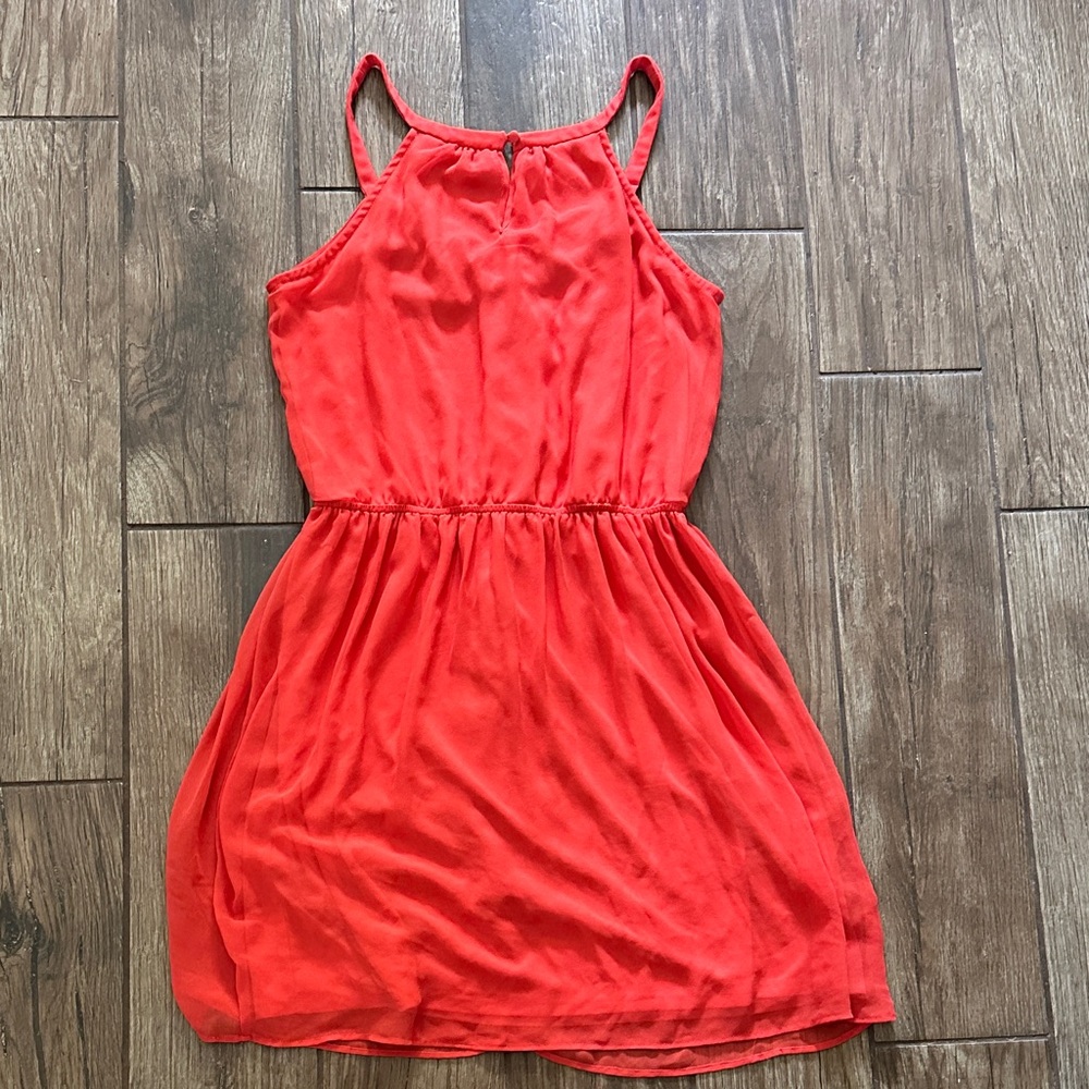 Deep Orange Ruffled Sleeveless Dress - Picture 5 of 5